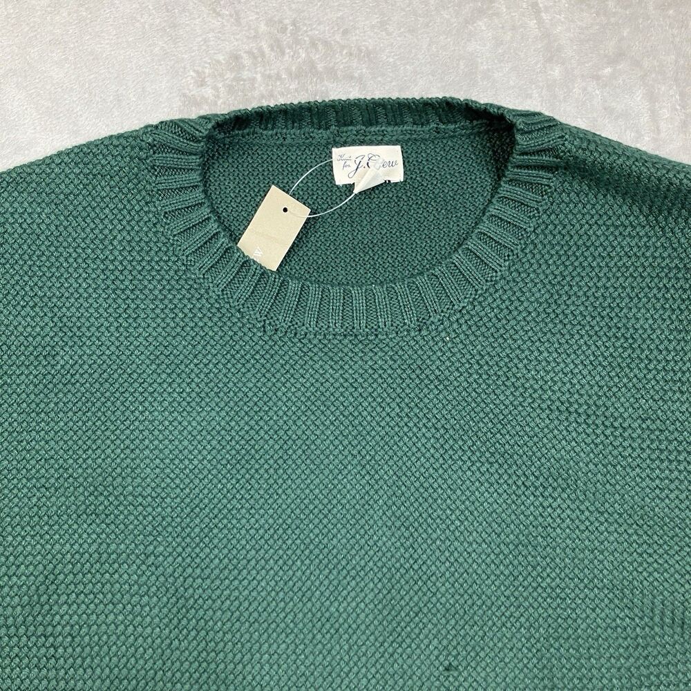 J Crew Sweater Mens S Green Crewneck Premium Basket-stitch Business Casual - Picture 3 of 16